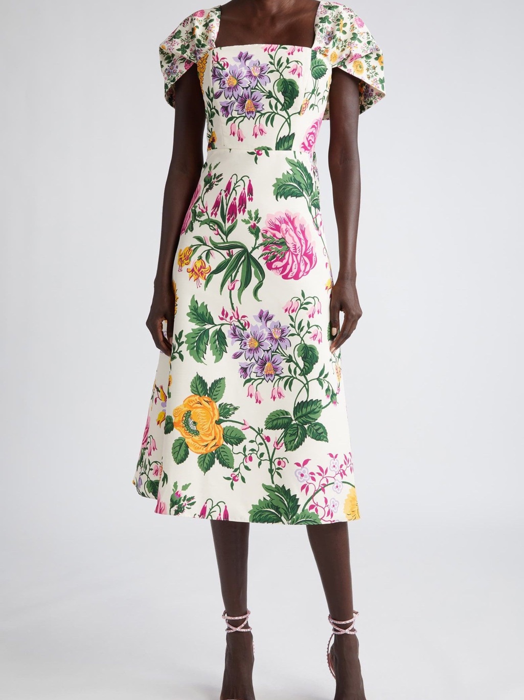 Carolina Herrera Draped Off Shoulder A Line Midi Dress #623